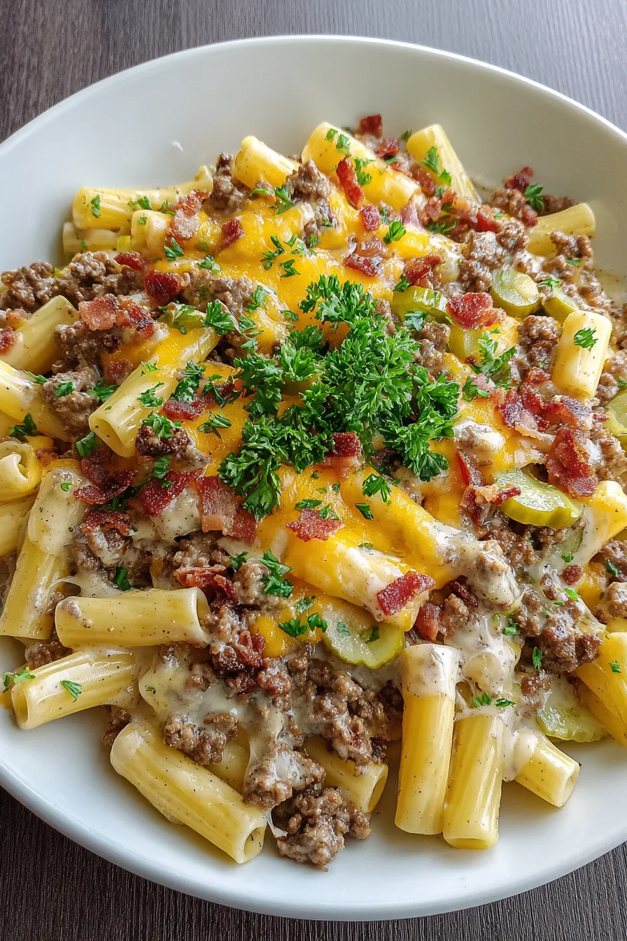 Loaded Cheeseburger Alfredo Pasta – FadedMix