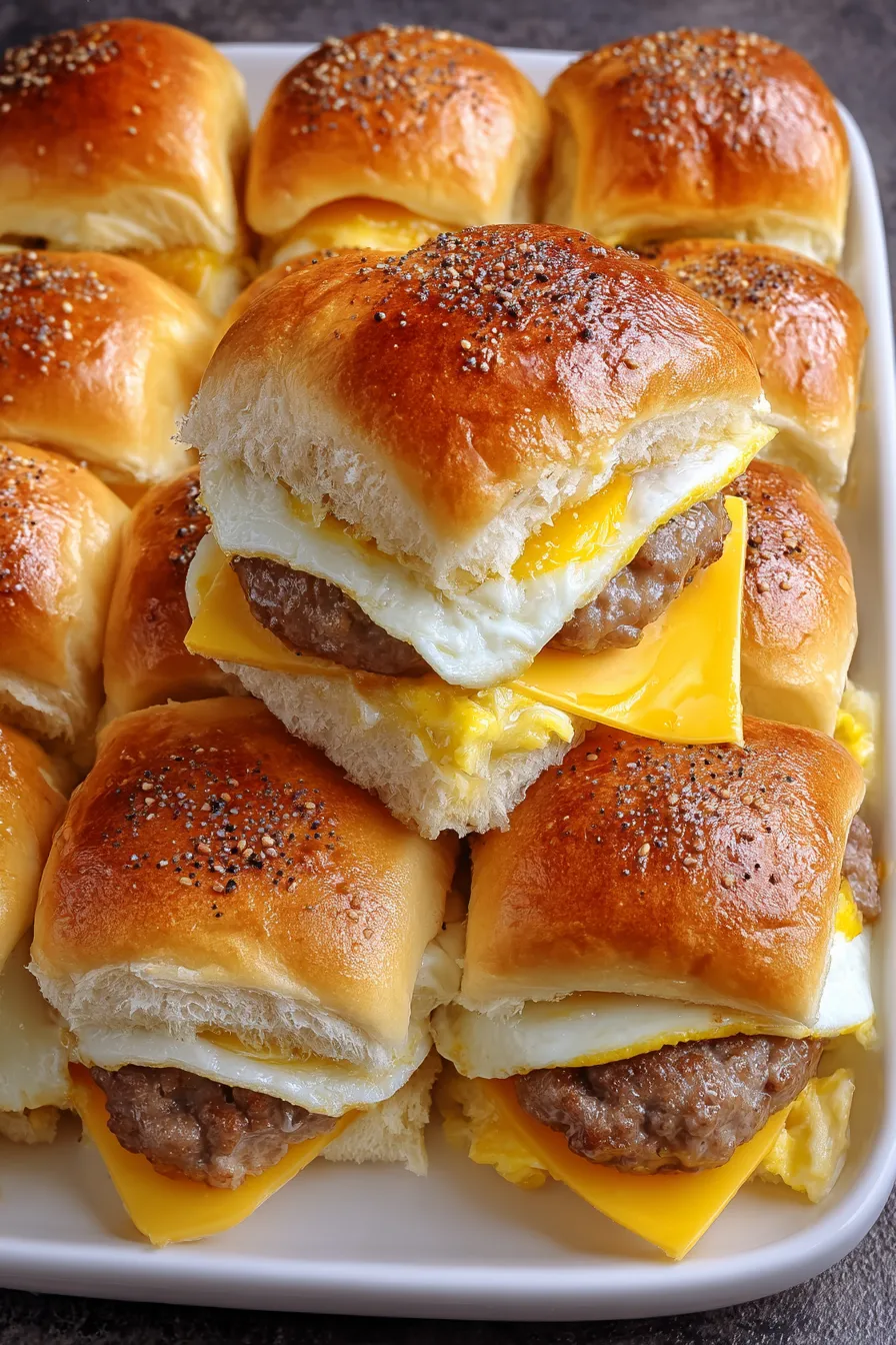 Hawaiian Roll Breakfast Sliders with Sausage, Egg & Cheese – FadedMix