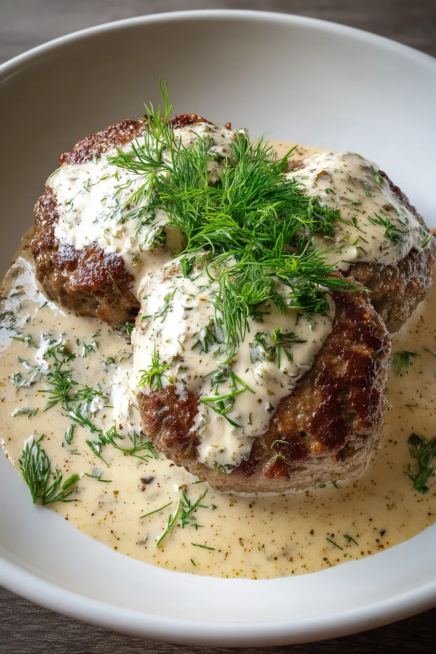 Hamburger Steaks in Creamy Dill Sauce – FadedMix