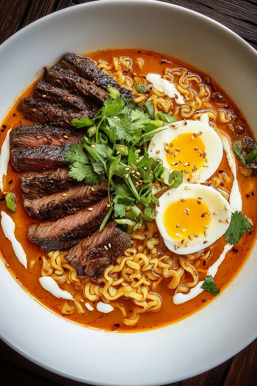 Spicy Korean Ramen with Grilled Beef & Creamy Sauce – FadedMix
