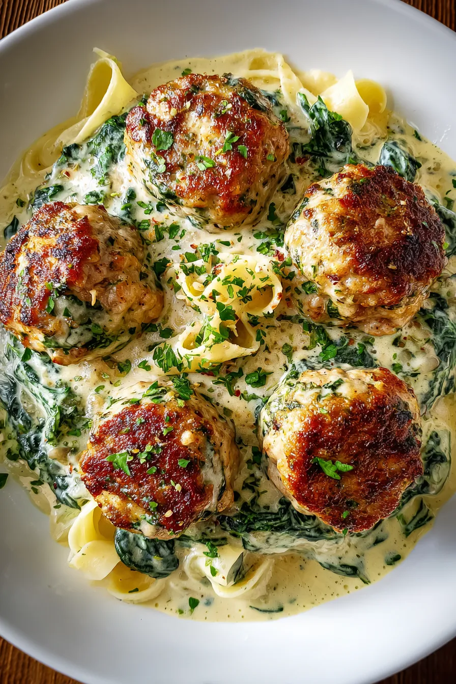 Chicken Ricotta Meatballs with Spinach Alfredo Sauce – FadedMix