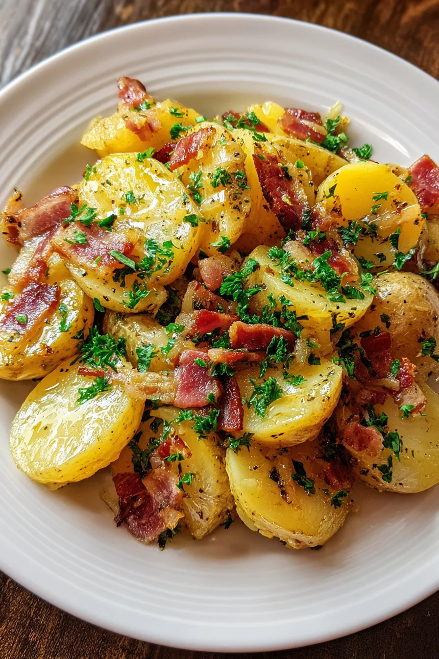 Warm German Potato Salad, with bacon, vinegar, and mustard! – FadedMix