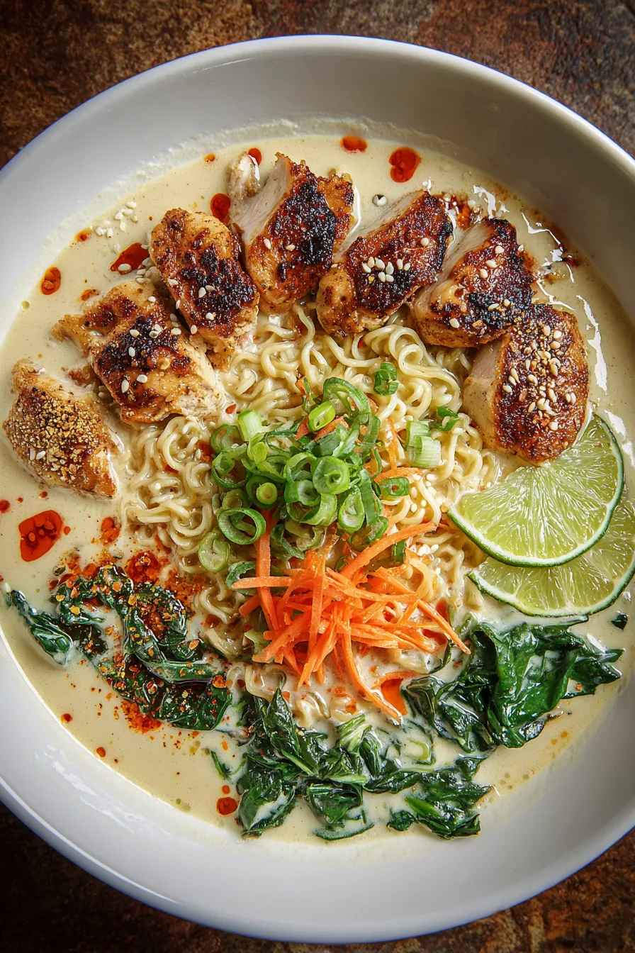 Fiery Chicken Ramen with Creamy Garlic Sauce – FadedMix