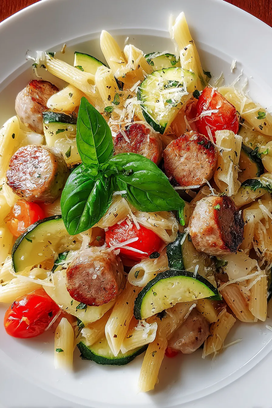 Chicken Sausages with Zucchini and Pasta – FadedMix