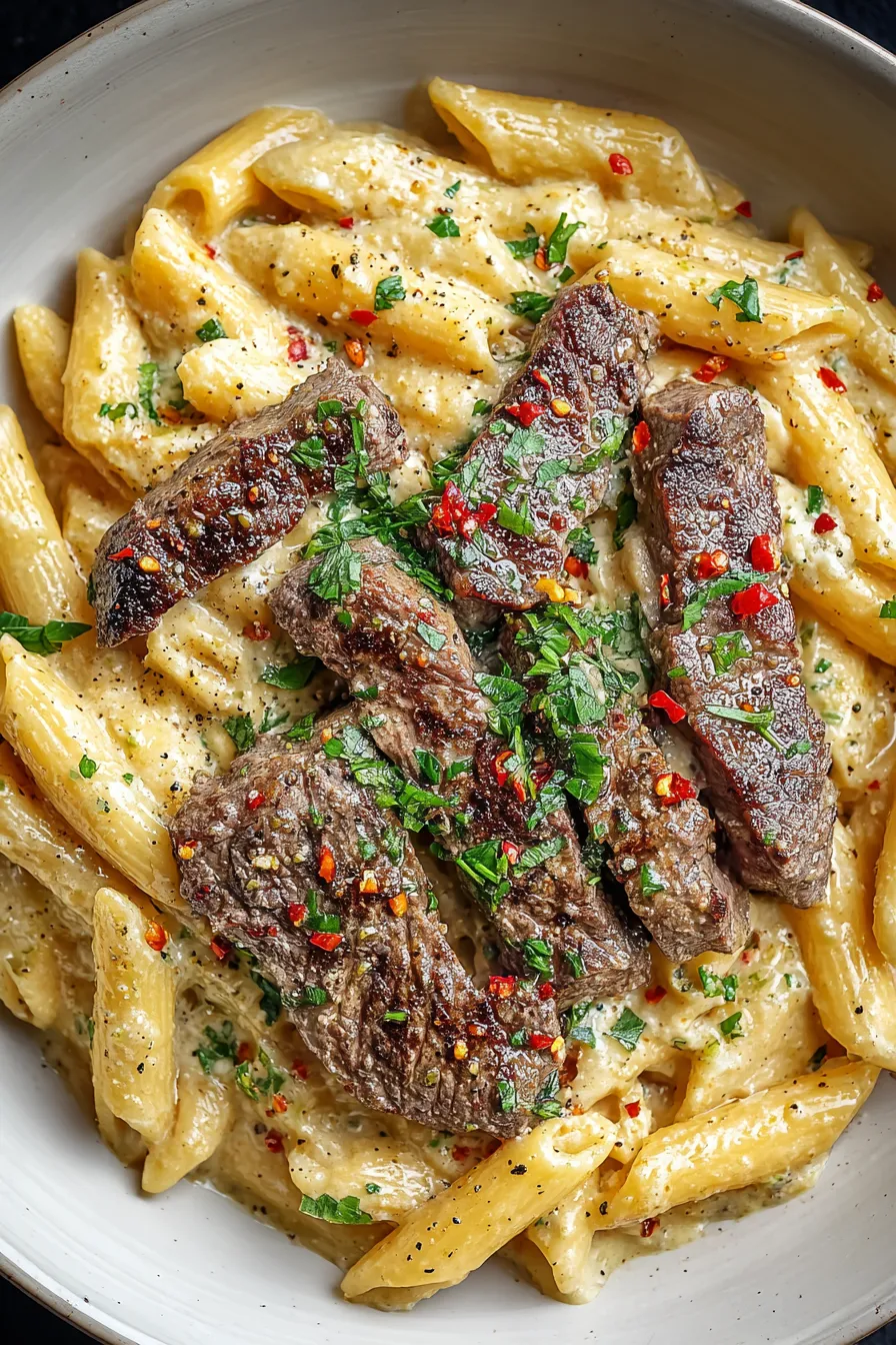 One-Pot Creamy Spicy Garlic Butter Steak & Pasta – FadedMix