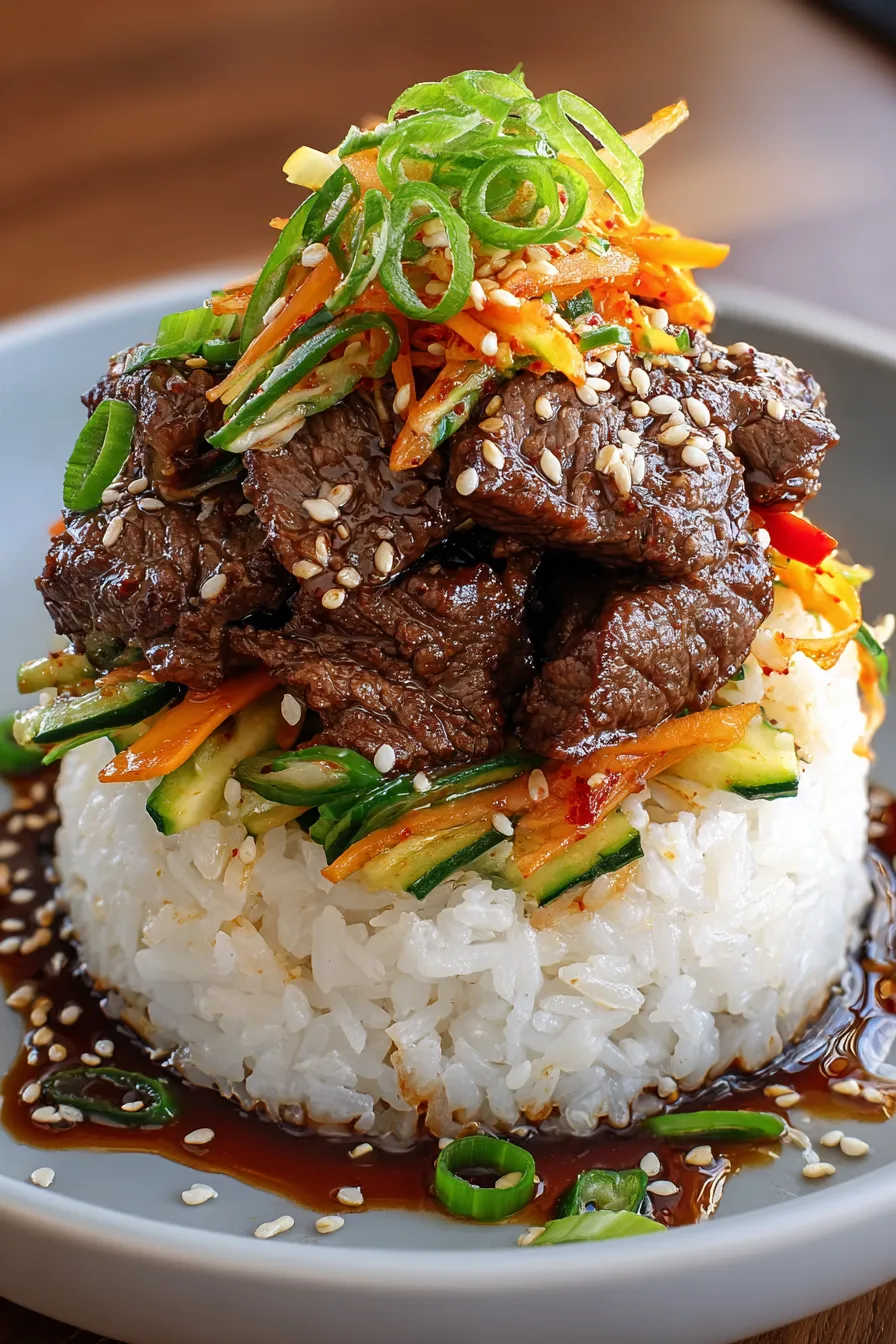 Korean BBQ Beef Rice Stack – FadedMix